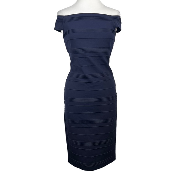 Ted Baker London Dresses & Skirts - Ted Baker London Stripe Texture Bardot Dress Off Shoulder Bandage Dress Sheath